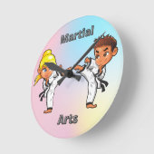 武術アーツボーイアンドガール ラウンド壁時計 (傾斜)