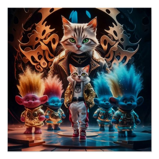 武術アーツミーツ通りスタイル- Cartoon Kitten ポスター (正面)
