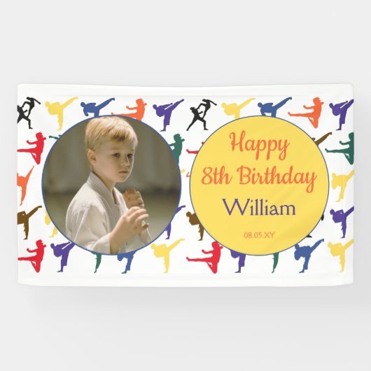 武術アーツモダンー子供の誕生日バナー 横断幕 (横)