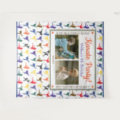 武術アーツモダンー空手子供の誕生日背景 タペストリー (正面(横))