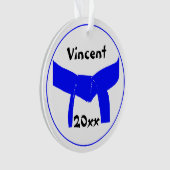 武術アーツライトブルーベルトランク オーナメント (正面)