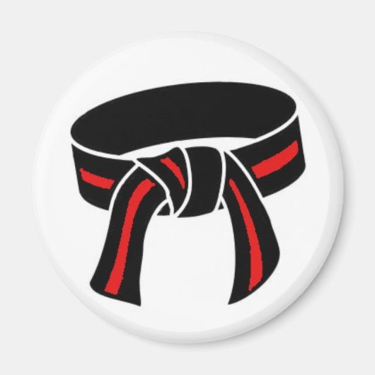 武術アーツランクベルトマグネット、ブラックw赤ストライプ マグネット (正面)