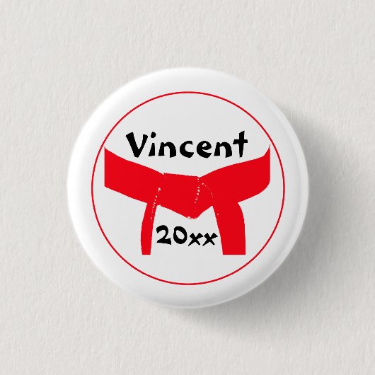 武術アーツレッドベルト 缶バッジ (正面)