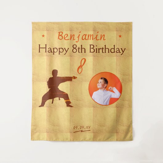 武術アーツ子供の誕生日パーティー背景 タペストリー (正面)