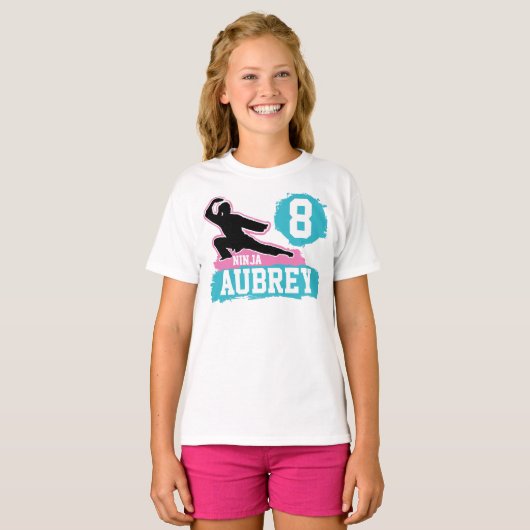 武術アーツ忍者ウォリアーテーマ誕生日ガール Tシャツ (正面フル)