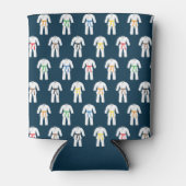 武術アーツ空手スーツパターン（の模様が）ある 缶クーラー (正面)