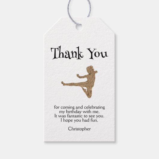 武術アーツ空手パーティー子供の誕生日サンキュー ギフトタグ (正面)