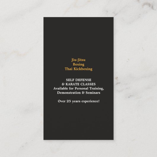 武術アーツ空手ビジネスカード 名刺 (裏面)