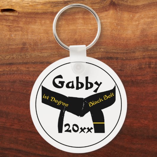 武術アーツ第1度ブラックベルトキーチェーン キーホルダー (正面)