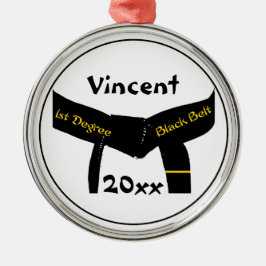 武術アーツ1度ブラックベルト メタルオーナメント