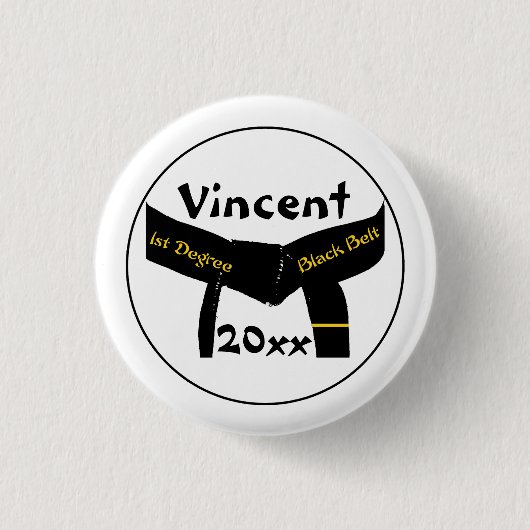 武術アーツ1度ブラックベルト 缶バッジ (正面)