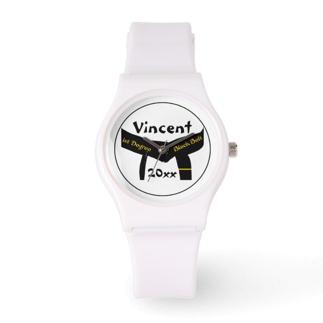 武術アーツ1度ブラックベルト 腕時計 (正面)