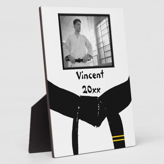 武術アーツ2度黒帯写真記念 フォトプラーク (側面)