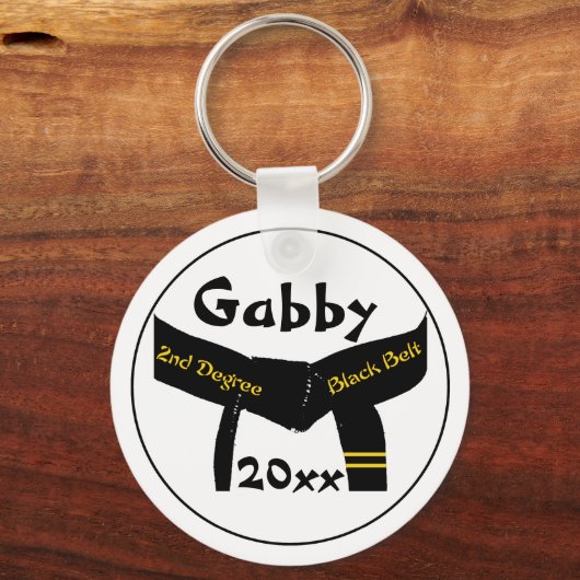 武術アーツ2次ブラックベルトキーチェーン キーホルダー (正面)