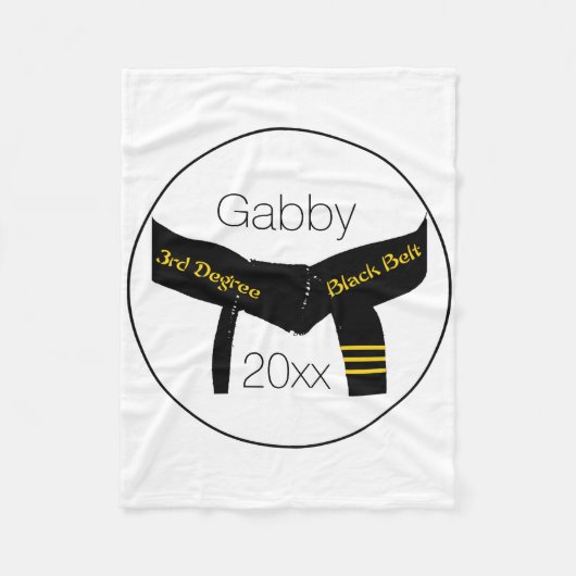 武術アーツ3度ブラックベルト フリースブランケット (正面)