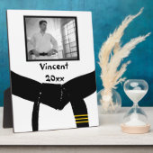 武術アーツ3度黒帯写真記念 フォトプラーク (側面)