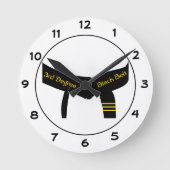 武術アーツ3級ブラックベルト ラウンド壁時計 (正面)