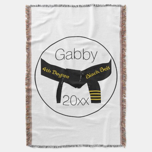 武術アーツ4度ブラックベルト スローブランケット (正面縦)