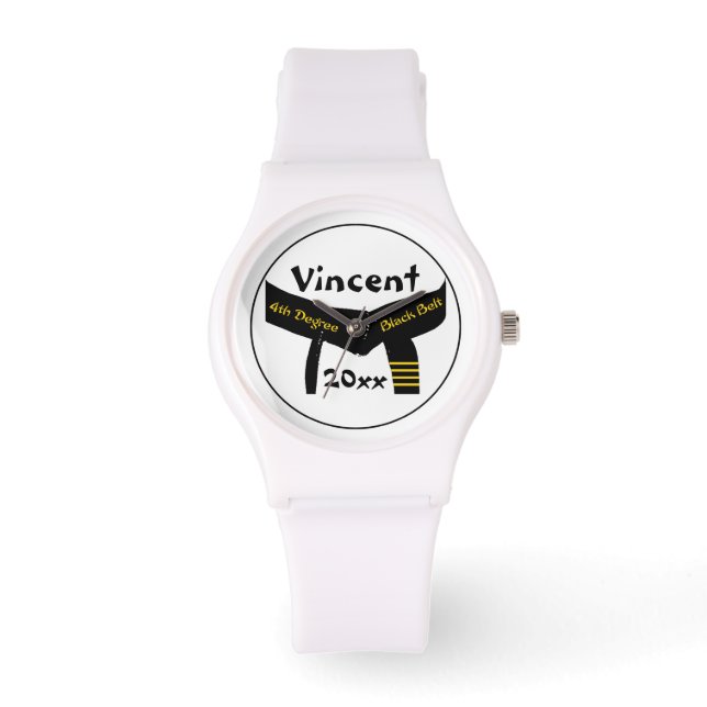 武術アーツ4度ブラックベルト 腕時計 (正面)