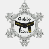 武術アーツ4度黒帯階級 スノーフレークピューターオーナメント (正面)