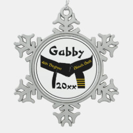 武術アーツ4度黒帯階級 スノーフレークピューターオーナメント