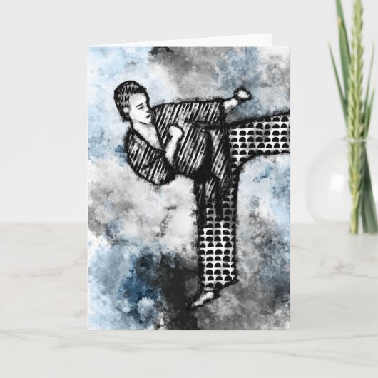 武術アーティストグリーティングカード空手キック柔道 カード (正面)