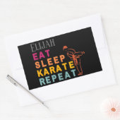 武術アートブラック空手シルエットモダン名 長方形シール (封筒)