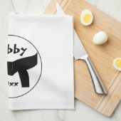 武術カスタムアーツブラックベルトキッチンタオル キッチンタオル (四つ折り)