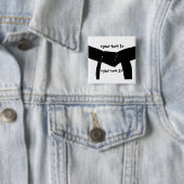 武術カスタムアーツ基本ブラックベルト正方形ボタン 缶バッジ (インサイチュ)