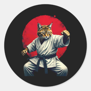 武術日本のアート柔道空手猫女男性へたち ラウンドシール