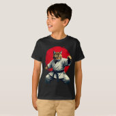 武術日本のアート柔道空手猫女男性へたち Tシャツ (正面フル)