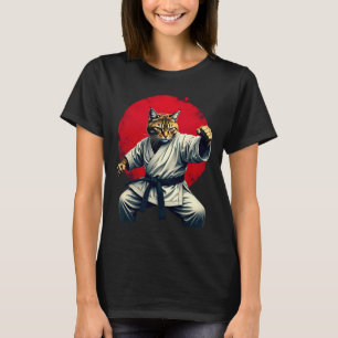 武術日本のアート柔道空手猫女男性へたち Tシャツ