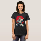武術日本のアート柔道空手猫女男性へたち Tシャツ (正面フル)