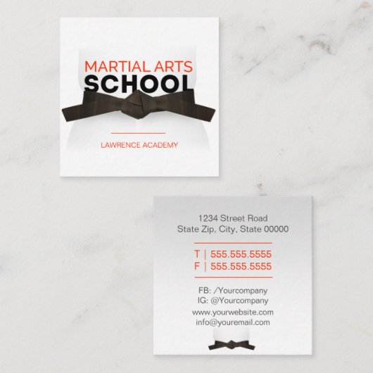 武術芸術学校/空手道場 スクエア名刺 (正面/裏面)