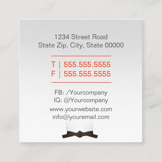 武術芸術学校/空手道場 スクエア名刺 (裏面)