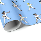 武道の女の子の青いギフトの包装紙 ラッピングペーパー (ロールコーナー)