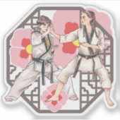 武道の調和 - 動きのある女性デュオ シール (正面)