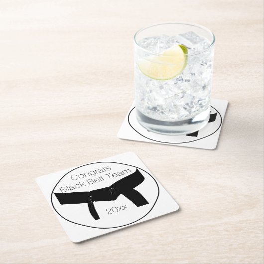 武道の黒帯テストパーティーのお祝い スクエアペーパーコースター (インサイチュ)