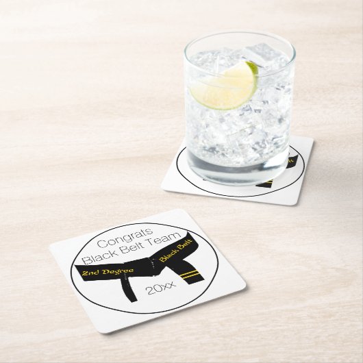 武道の黒帯テストパーティーのお祝い スクエアペーパーコースター (インサイチュ)