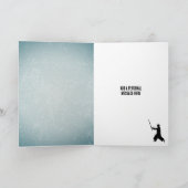 武道家 合気道の構え おめでとう メンズ カード (内部)