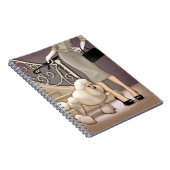 歩いているエレガントな女性彼女のプードル ノートブック (右側)