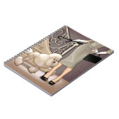 歩いているエレガントな女性彼女のプードル ノートブック (左側)