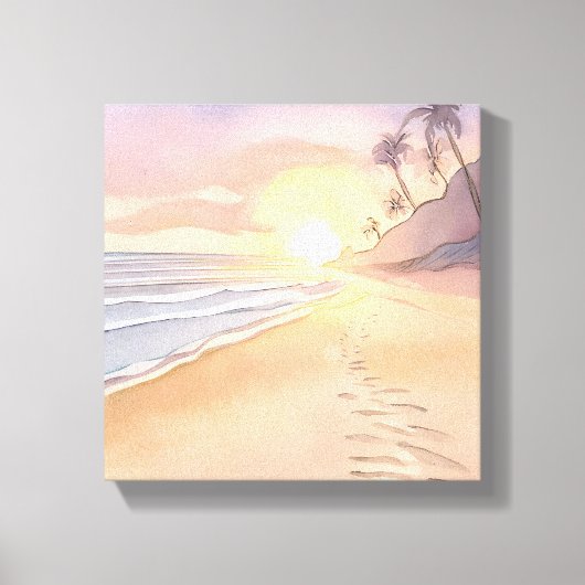 歩いてビーチ | 海水色 キャンバスプリント (正面)