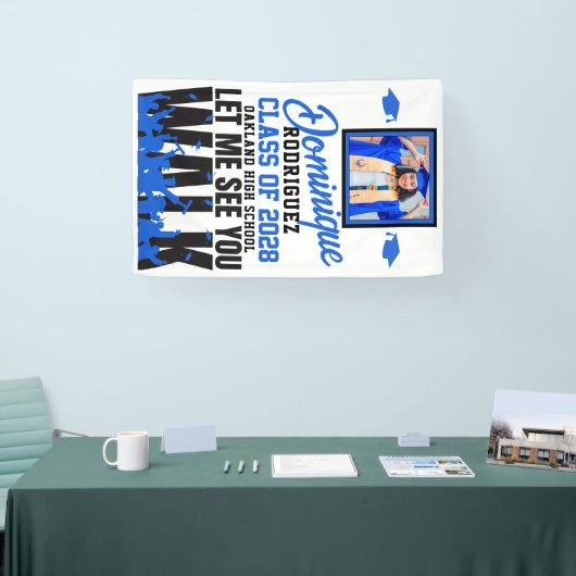 歩いて見せてくれ |青いおもしろい写真卒業 横断幕 (トレードショー)