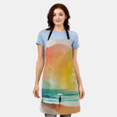 歩くのウェーブズ抽象芸術ビーチ エプロン (着用した状態)