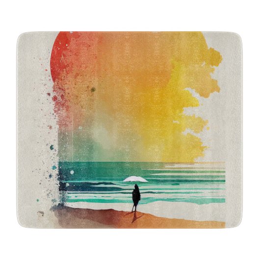 歩くのウェーブズ抽象芸術ビーチ カッティングボード (正面)