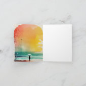 歩くのウェーブズ抽象芸術ビーチ カード (内部)