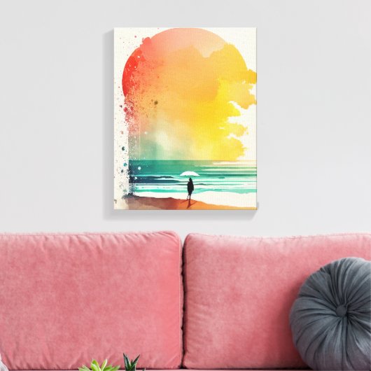 歩くのウェーブズ抽象芸術ビーチ キャンバスプリント (インサイチュ (リビング))