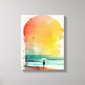 歩くのウェーブズ抽象芸術ビーチ キャンバスプリント (正面)