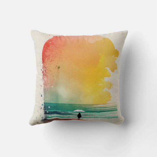 歩くのウェーブズ抽象芸術ビーチ クッション (裏面)